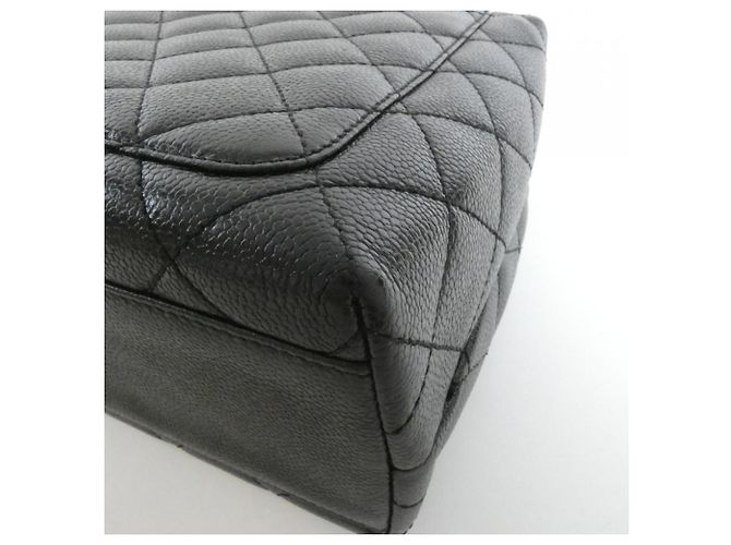 Borsa Chanel 12397 Nera in Pelle di Vitello Grena con Hardware Oro Nero - vista 4
