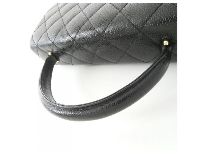 Borsa Chanel 12397 Nera in Pelle di Vitello Grena con Hardware Oro Nero - vista 6