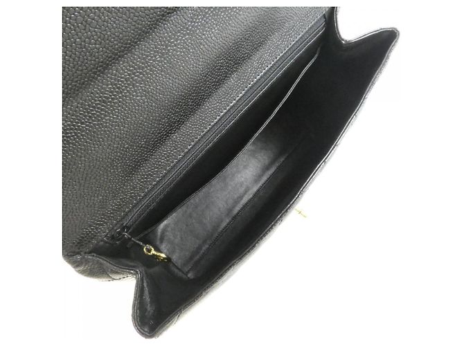 Borsa Chanel 12397 Nera in Pelle di Vitello Grena con Hardware Oro Nero - vista 8