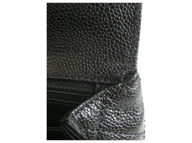 Borsa Chanel 12397 Nera in Pelle di Vitello Grena con Hardware Oro Nero - vista 9
