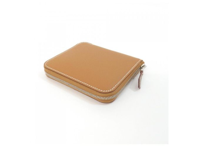 Hermès Cartera compacta de seda Hermes Toolbox Castaño - vista 2