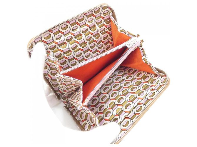 Hermès Cartera compacta de seda Hermes Toolbox Castaño - vista 3