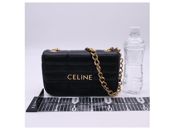 Céline CELINE Matelassé Monochrome Schultertasche Schwarz - Ansicht 3