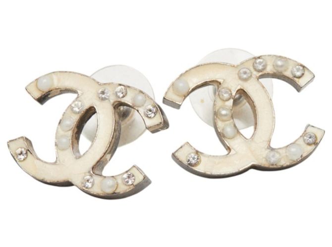 Timeless Pendientes de botón Chanel Coco Mark Blanco - vista 3