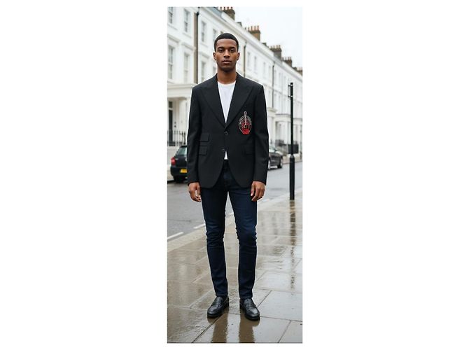 Dolce & Gabbana Black Wool Blend Blazer with Guitar Embellishment - view 2