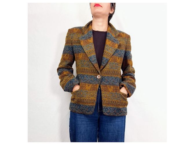 Missoni Vintage 1990s Patterned Wool Blazer Brown Multiple colors - view 10