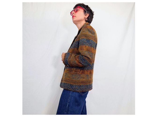 Missoni Vintage 1990s Patterned Wool Blazer Brown Multiple colors - view 4
