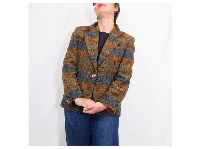 Missoni Vintage 1990s Patterned Wool Blazer Brown Multiple colors - view 5