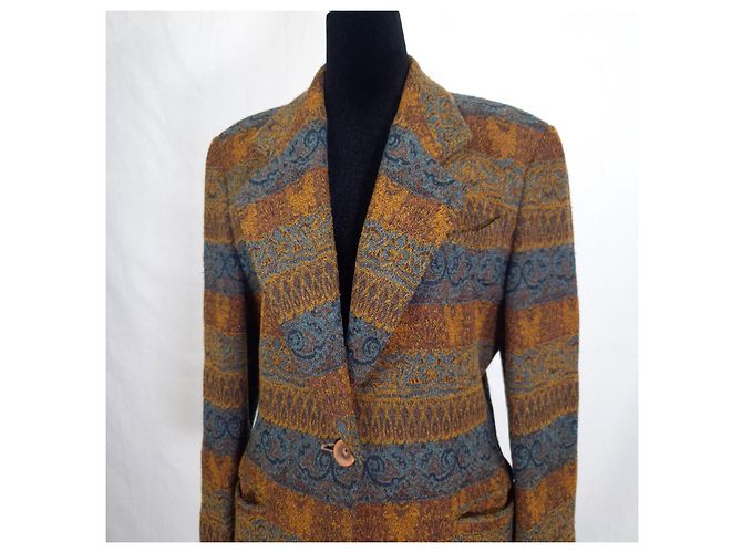 Missoni Vintage 1990s Patterned Wool Blazer Brown Multiple colors - view 7