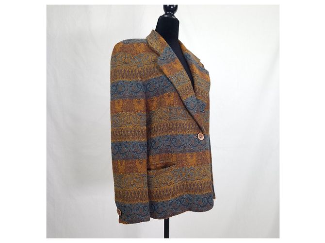 Missoni Vintage 1990s Patterned Wool Blazer Brown Multiple colors - view 8