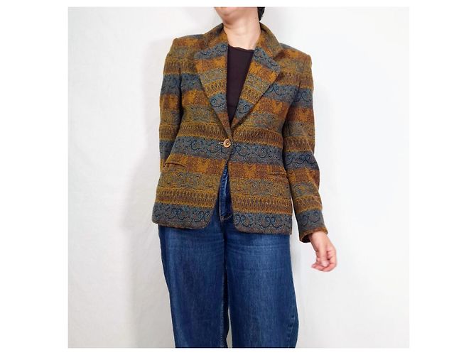 Missoni Vintage 1990s Patterned Wool Blazer Brown Multiple colors - view 9