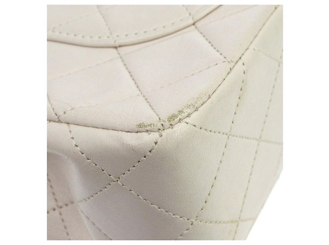 Chanel Vintage Classic Double Flap Quilted Lambskin Small Bianco - vista 5