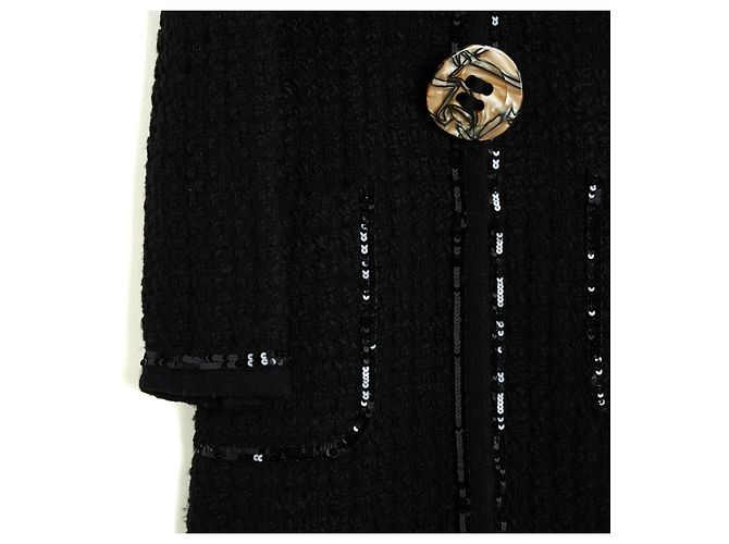 Dolce & Gabbana Cappotto Tweed Nero e Paillettes - vista 2