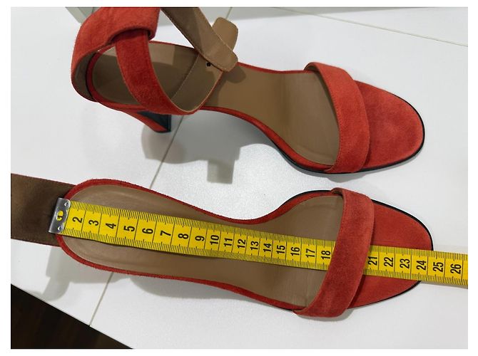 Hermès Sandálias Camurça Laranja Vermelho Saltos Altos - vista 11