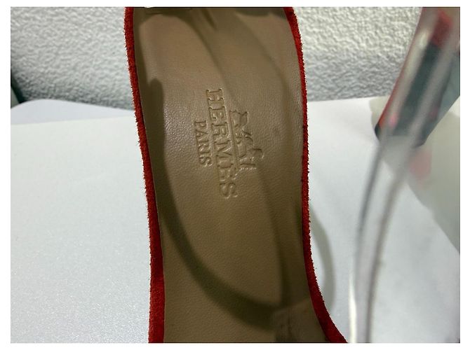 Hermès Sandálias Camurça Laranja Vermelho Saltos Altos - vista 5