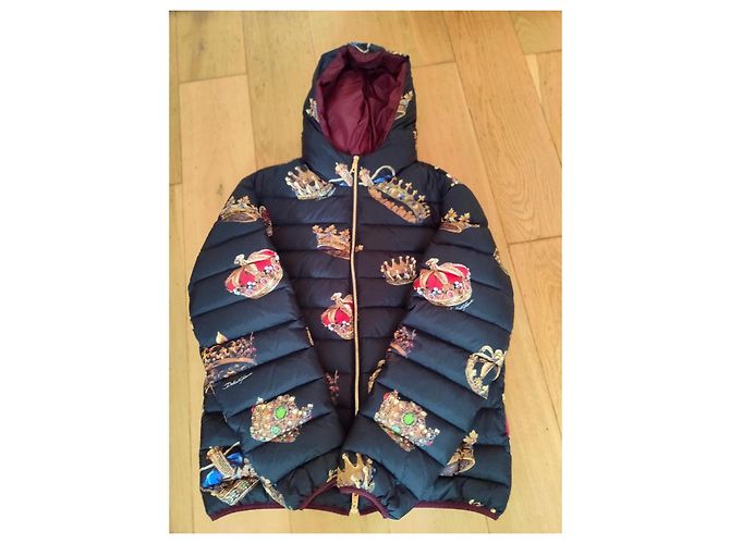 Dolce & Gabbana Black Down Jacket with Crown Print - view 12
