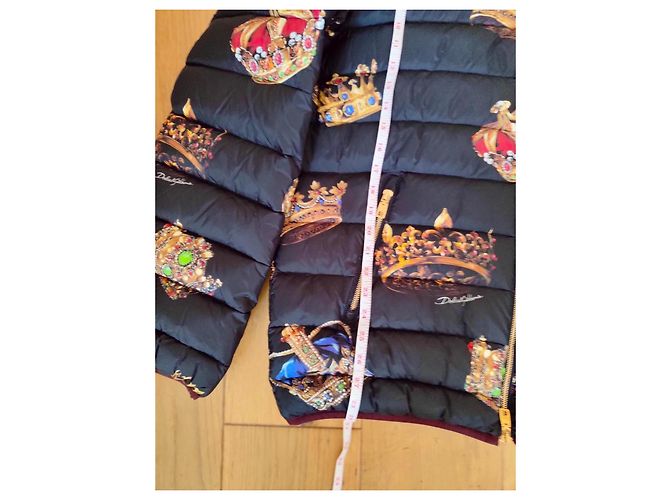 Dolce & Gabbana Black Down Jacket with Crown Print - view 13