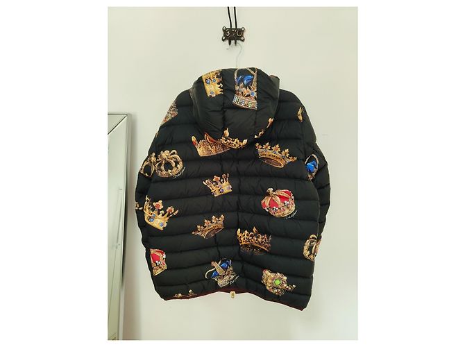 Dolce & Gabbana Black Down Jacket with Crown Print - view 3