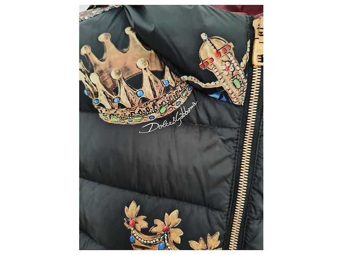 Dolce & Gabbana Black Down Jacket with Crown Print - view 4