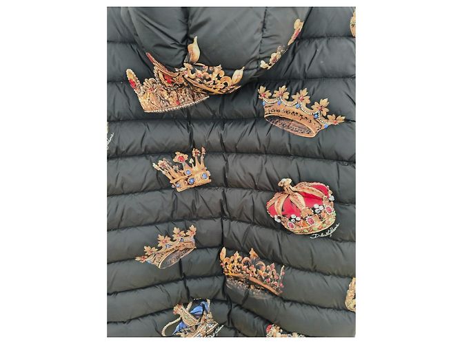 Dolce & Gabbana Black Down Jacket with Crown Print - view 5