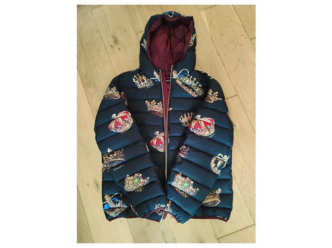 Dolce & Gabbana Black Down Jacket with Crown Print - view 6