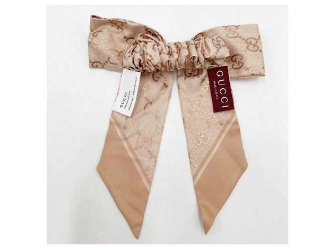 Scrunchie in seta Gucci in beige e rosa - vista 2