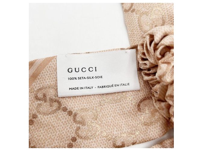 Scrunchie in seta Gucci in beige e rosa - vista 3
