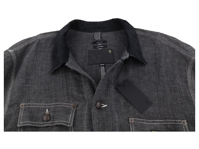 R13 Relaxed Chore Jacke aus anthrazitgrauem Leinen - Ansicht 3