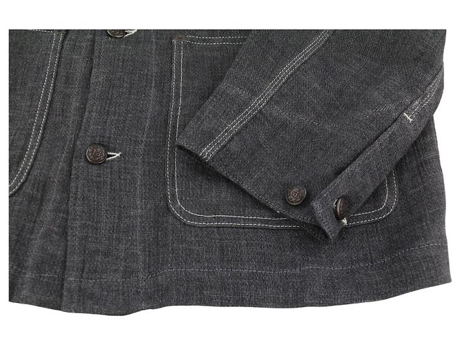 R13 Relaxed Chore Jacke aus anthrazitgrauem Leinen - Ansicht 4