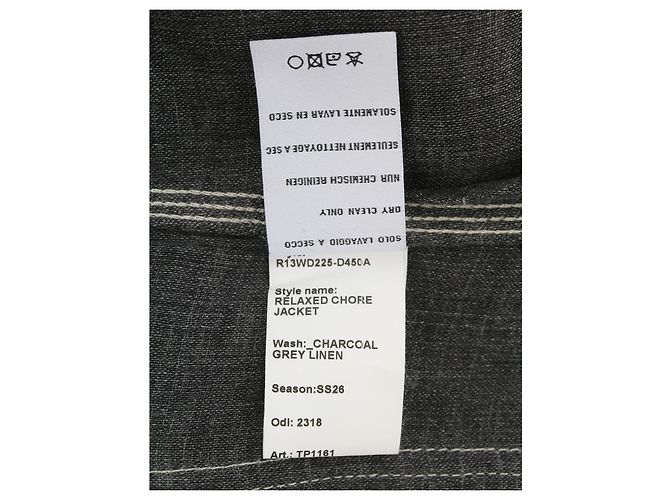 R13 Relaxed Chore Jacke aus anthrazitgrauem Leinen - Ansicht 7