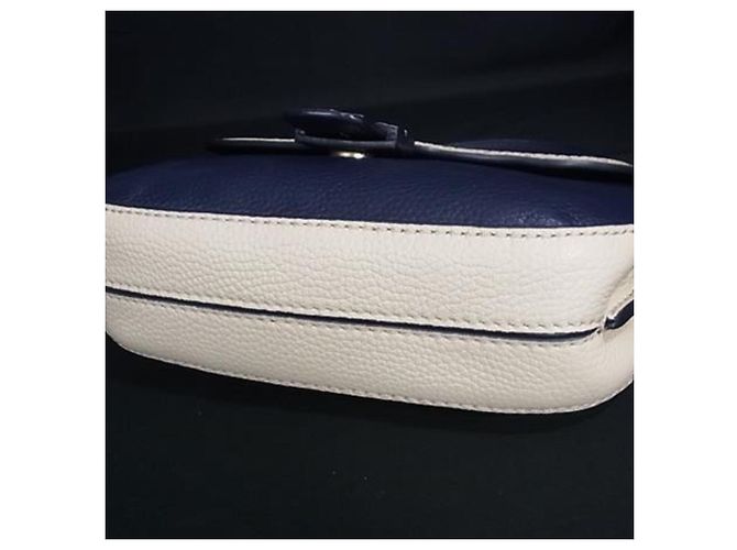 Bolsa de Ombro em Couro Two-Tone Tory Burch Cru Azul marinho - vista 4