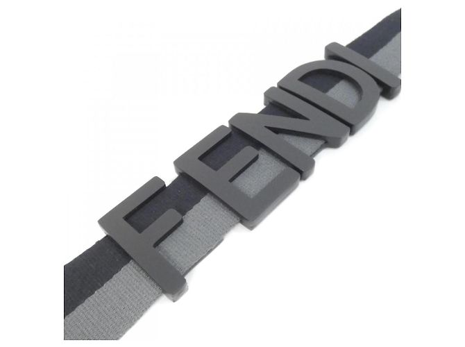 Fendi Gurt aus Leder und Canvas Schwarz Grau Braun - Ansicht 2