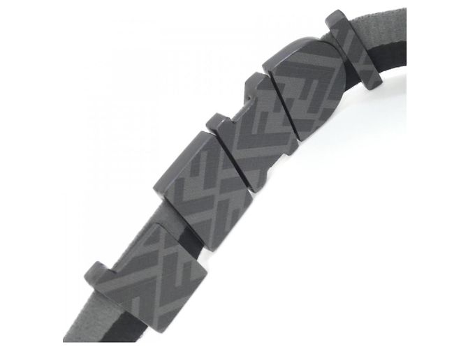 Fendi Gurt aus Leder und Canvas Schwarz Grau Braun - Ansicht 3