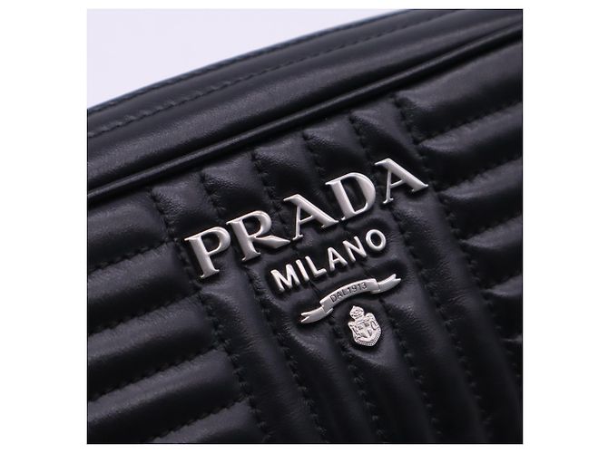 Borsa a tracolla Prada Diagram in pelle di vitello nera Nero - vista 11