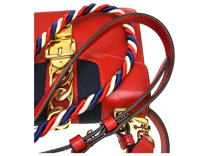 Gucci Sylvie Top Handle Leather Mini Rosso - vista 6