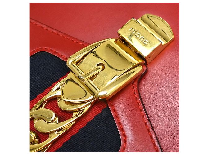 Gucci Sylvie Top Handle Leather Mini Rosso - vista 7