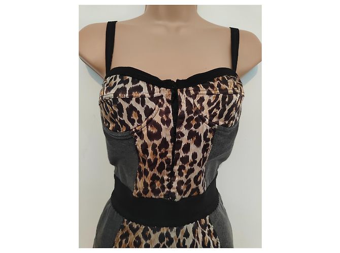 Vestido con panel de estampado de leopardo Dolce & Gabbana Gris - vista 2