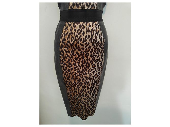 Vestido con panel de estampado de leopardo Dolce & Gabbana Gris - vista 4