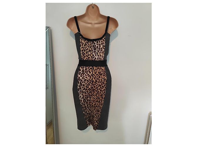 Vestido con panel de estampado de leopardo Dolce & Gabbana Gris - vista 5
