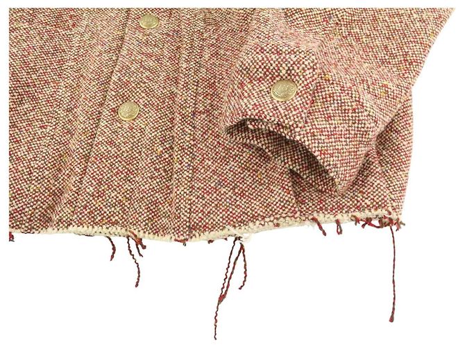 R13 Giacca Trucker Lacey in Tweed Bianco Rosso - vista 4