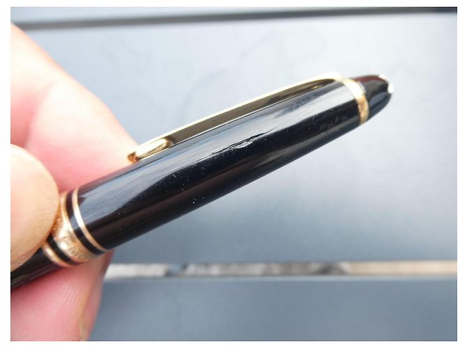 Montblanc Meisterstück Classique Stylo Bille Plaqué Or Noir Bijouterie dorée - vue 2