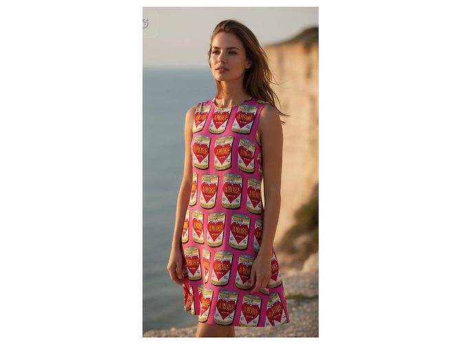 Vestido de seda Dolce & Gabbana con estampado Amore Rosa Blanco Roja Dorado - vista 2