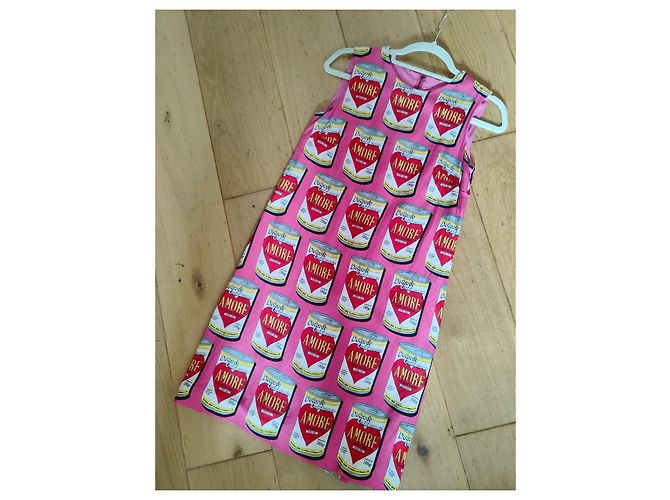 Vestido de seda Dolce & Gabbana con estampado Amore Rosa Blanco Roja Dorado - vista 4
