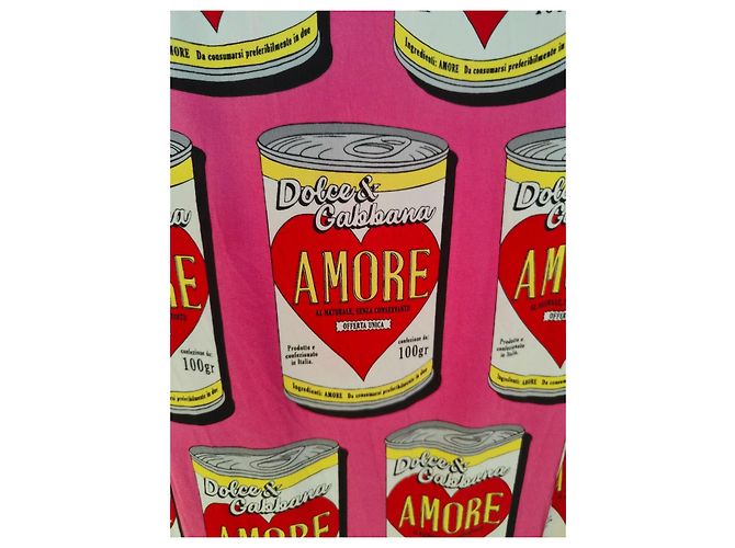 Vestido de seda Dolce & Gabbana con estampado Amore Rosa Blanco Roja Dorado - vista 5