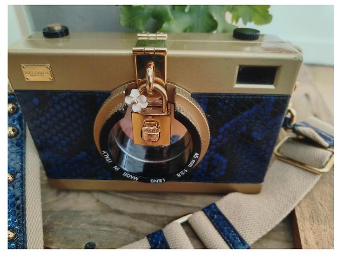 Bolso Camera Dolce & Gabbana Azul Dorado - vista 3
