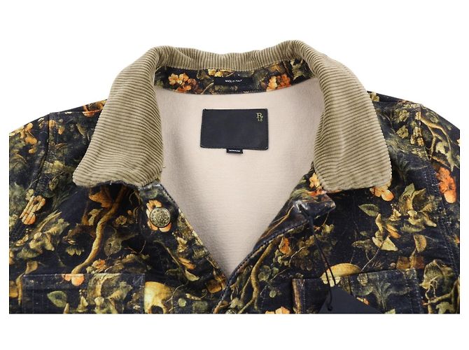 R13 Giacca da lavoro cropped Skull Camo Moleskin - Brown Marrone Multicolore - vista 3