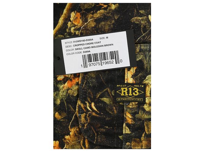 R13 Giacca da lavoro cropped Skull Camo Moleskin - Brown Marrone Multicolore - vista 5