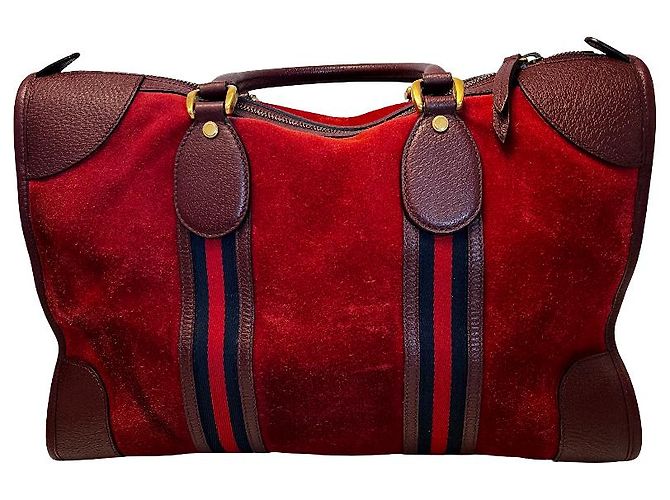 Gucci Borse weekend con zip GG Canvas e pelle XL Bordò - vista 2