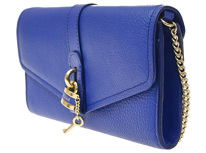 Chloé Chloe Aby Chain Leather Bleu - vue 3