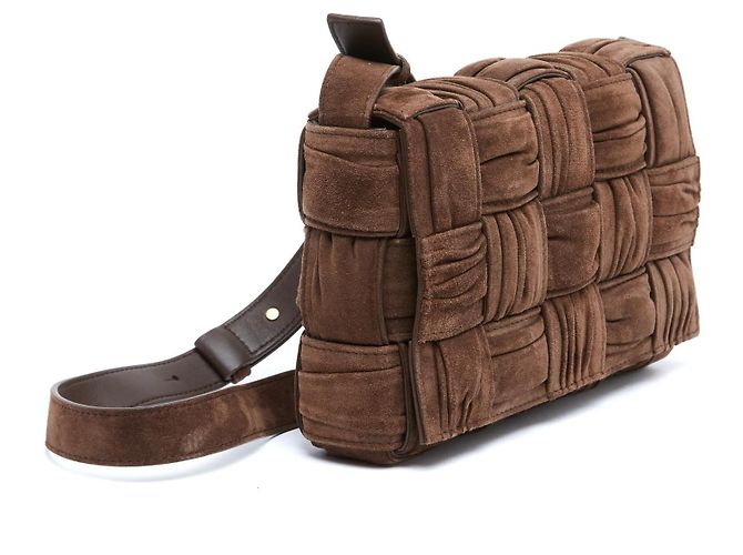 Bottega Veneta Borsa a Tracolla Cassette Padded Camoscio Noisette Marrone - vista 3
